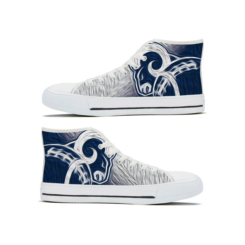 Women's Los Angeles Rams High Top Canvas Sneakers 001 Women's Los Angeles Rams High Top Canvas Sneakers 001
